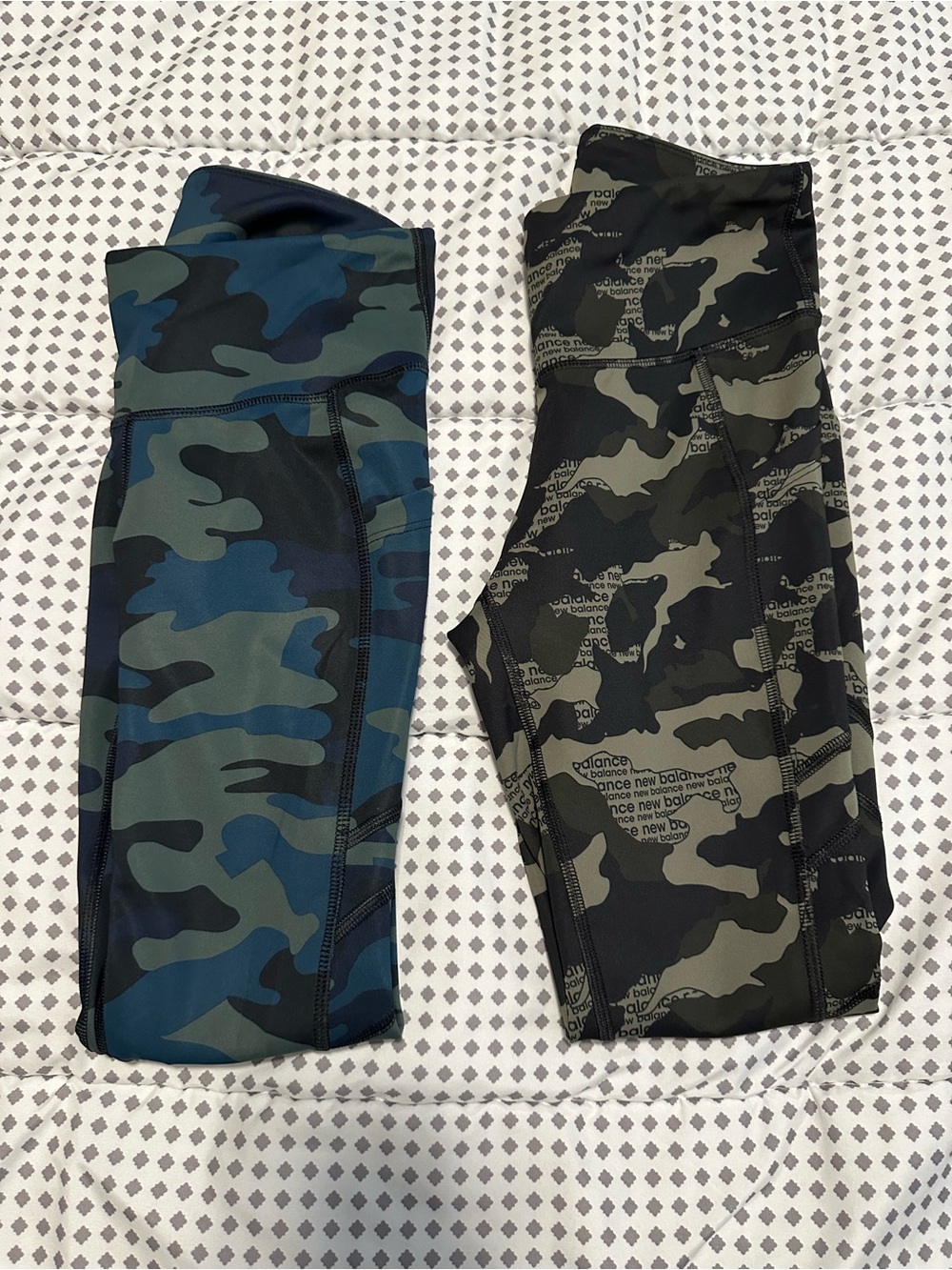 Two New Balance Camo Dual Side Pocket Tights